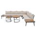 6-Piece Outdoor Sectional Sofa Set Round Nesting Coffee Tables and Seating Sofa