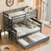 Twin Over Full Modern Wood Bunk Bed With Twin Size Trundle,Sturdy Frame,Kids Bedroom Sets