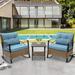 3 Pieces Patio Rocking Rattan Set, Outdoor Bistro Set with Cushions - 1 Table,2 Rocking chairs