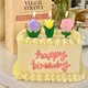 Bougie de gâteau d'anniversaire de tulipe pour fille coeur romantique jour de Léon rétro coloré