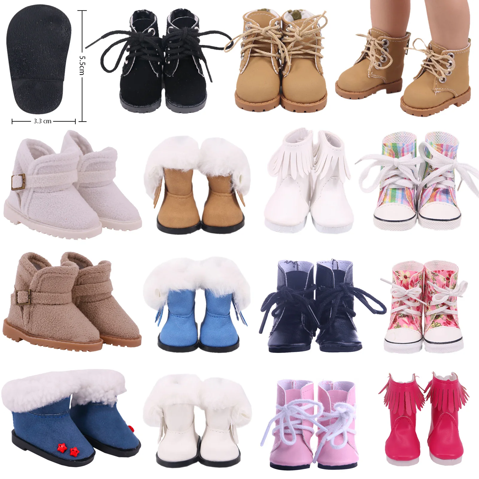 Chaussures de poupée de 5Cm, bottes montantes en PU pour poupée américaine Paola Reina de 14.5 pouces et 1/6 BJD Blythe EXO, bottes de génération pour filles