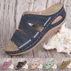 Sandales compensées en cuir pour femmes pantoufles ouvertes Orth4WD Premium pantoufles vintage