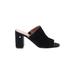 Tommy Hilfiger Heels: Slide Chunky Heel Casual Black Print Shoes - Women's Size 9 1/2 - Open Toe