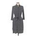 Max Studio Casual Dress - Shirtdress High Neck 3/4 sleeves: Gray Dresses - Women's Size Medium