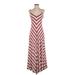 Casual Dress - Maxi: Burgundy Chevron/Herringbone Dresses - Women's Size X-Small