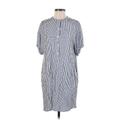 Gap Casual Dress - Shirtdress High Neck Short sleeves: Blue Stripes Dresses - Women's Size Small