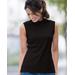 Blair Women's Essential Cotton Knit Sleeveless Mockneck Top - Black - XL - Misses