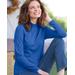 Blair Women's Essential Cotton Long-Sleeve Solid Mockneck - Blue - 2X - Womens