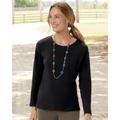 Blair Women's Essential Cotton Solid Jewelneck Tee - Black - L - Misses