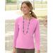 Blair Women's Essential Cotton Solid Jewelneck Tee - Pink - PM - Petite