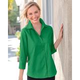 Blair Women's Foxcroft® Non-Iron Perfect-Fit Three-Quarter-Sleeve Shirt - Green - 4P - Petite