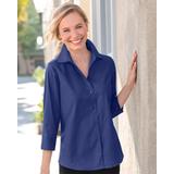 Blair Women's Foxcroft® Non-Iron Perfect-Fit Three-Quarter-Sleeve Shirt - Purple - 14P - Petite