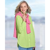 Blair Women's Foxcroft Non-iron Side-Button Long-Sleeve Tunic - Green - 12 - Misses