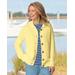 Blair Women's Shaker-Stitch Rib-Collar Cardigan - Yellow - PXL - Petite