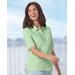 Blair Women's Essential Cotton Elbow-Sleeve Polo - Green - M - Misses