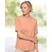 Blair Women's Coastal Cotton Notched Neckline Elbow-Sleeve Tee - Orange - 3X - Womens