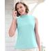 Blair Women's Essential Cotton Knit Sleeveless Mockneck Top - Blue - XL - Misses