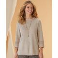 Blair Women's Linen/Cotton Crochet-Trim Pullover - Tan - S - Misses