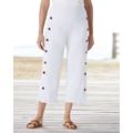 Blair Women's Sahara Side-Button Knit Capris - White - 3X - Womens