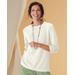 Blair Women's Linen/Cotton Crochet-Trim Pullover - Ivory - L - Misses