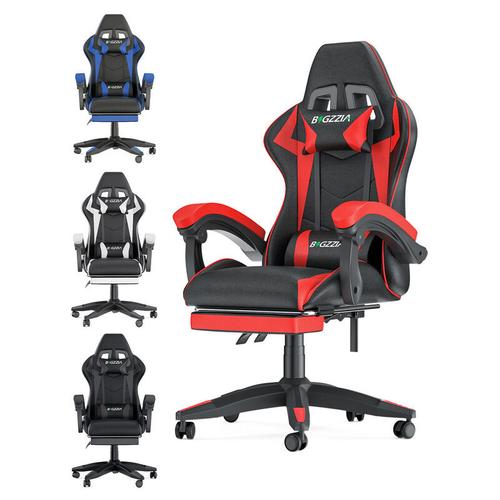 Bigzzia - Gaming Stuhl mit Fußstütze Gaming Stühle Gamer Stühle Ergonomisch mit Lendenkissen +