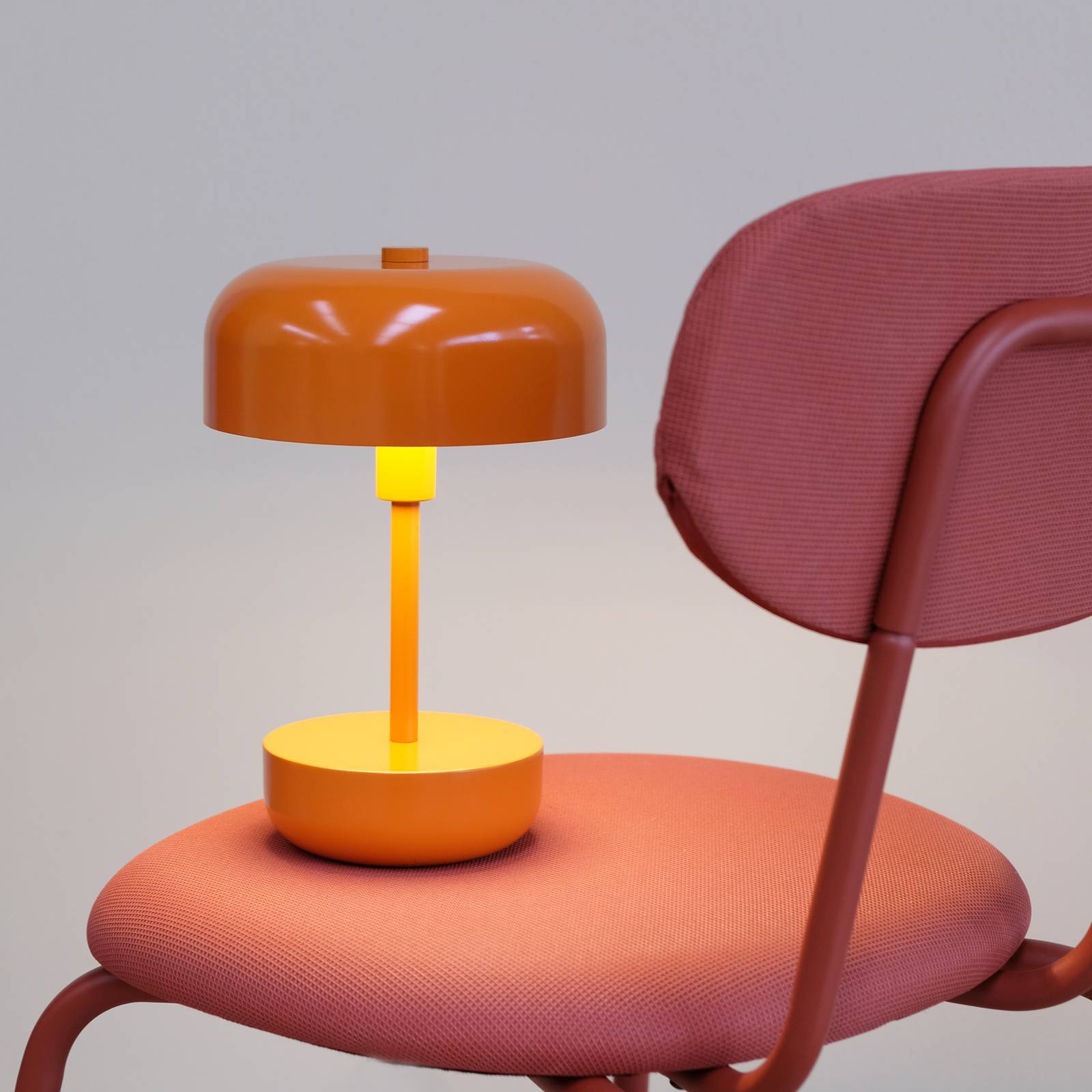 Dyberg Larsen Haipot LED-Tischleuchte Akku orange Haipot, dimmbar, gelb / orange, für Wohn- / Esszimmer, Metall, Modern