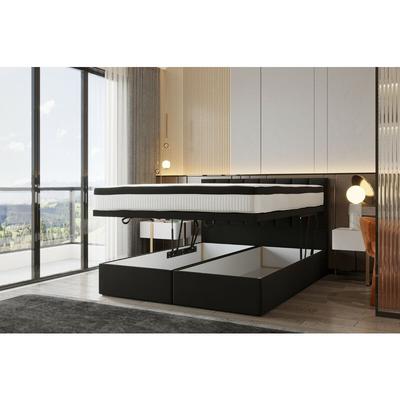 Bond Boxspringbett 180 x 200 mit Bettkasten mit Matratze Schwarz - Trada