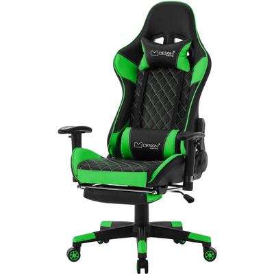 Ml-design - Gaming Stuhl mit Fußstütze, Grün, Kunstleder, Ergonomischer Bürostuhl mit Armlehne, Image