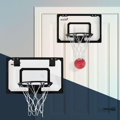 Hauki - Mini Basketballkorb Set mit 3 Bälle, 58x40 cm, Schwarz, inkl. Netz und Pumpe, tragbar,