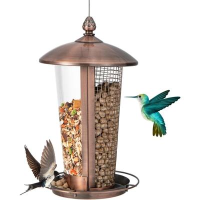 Vogelfutterhaus mit 2 Röhren, Vogelfutterspender mit Abflusslöchern, Futterhaus wetterfest Image
