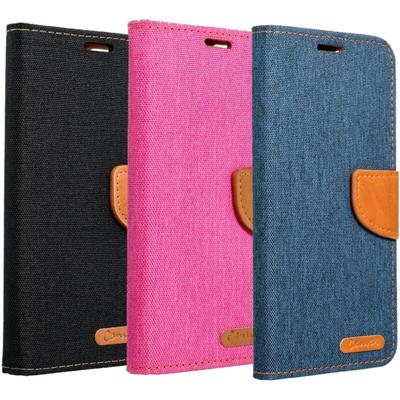 Elegante Handy Hülle canvas Buchholster kompatibel mit Samsung Galaxy S24 Ultra Dunkelblau - Schwarz