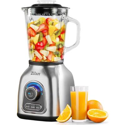 Zilan Edelstahl Standmixer 1.400 Watt 6-Fach Edelstahlmesser Glas Edelstahl Smoothie Maker Mixer Image