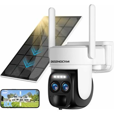 Qiedie - 8X Hybrid Zoom] 4K 5Dbi Solar Wireless Outdoor WiFi Überwachungskamera 360° ptz Akku