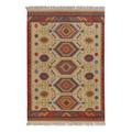 Tapis kilim laine vintage motif ethnique chic multicolore 140x200