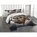 Ambesonne Leopard Bedspread Polygonal Globe Full Moon 429927 Microfiber in Black/Brown/Gray | King Coverlet/Bedspread + 2 Standard Shams | Wayfair