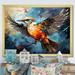 Design Art Geometric Birds In Cubist Skies II - Bird Canvas Wall Art Canvas, Cotton in Blue/Orange | 12 H x 20 W x 1 D in | Wayfair
