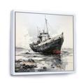 Design Art Blue & Fishing Boat II - Nautical & Beach Wall Art Living Room Canvas, Cotton in White | 36 H x 36 W x 1.5 D in | Wayfair