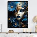 Design Art Popart Electric Blue Woman Portrait I - Woman Wall Decor_105760 Metal in Blue/White | 32 H x 16 W x 1 D in | Wayfair FL105760-16-32-BK