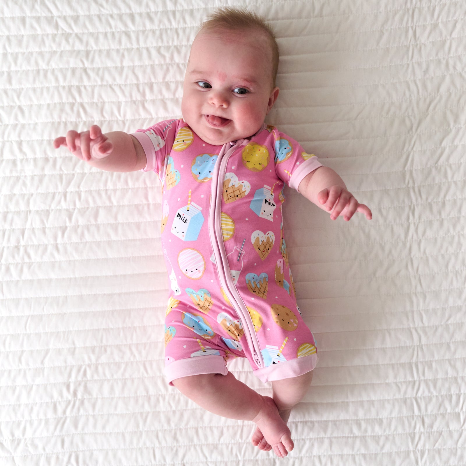 Pink Cookies & Milk Shorty Zippy - 12-18 months