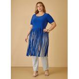 Plus Size Fringed Stretch Knit Duster