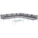 Modway Harmony 8 Piece Sectional Seating Group w/ Cushions Metal in Gray/White | Outdoor Furniture | Wayfair 665924527875