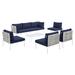 Modway 8 Piece Sofa Seating Group w/ Sunbrella Cushions Metal in Blue | Outdoor Furniture | Wayfair 665924531759