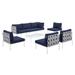 Modway Harmony 8 Piece Sectional Seating Group w/ Sunbrella Cushions Metal in Blue | Outdoor Furniture | Wayfair 665924531810