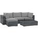 Modway 5 Piece Rattan Sofa Seating Group w/ Sunbrella Cushions Synthetic Wicker/All - Weather Wicker/Wicker/Rattan in Gray | Outdoor Furniture | Wayfair