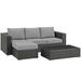 Modway Sojourn 3 Piece Rattan Sectional Seating Group w/ Sunbrella Cushions Synthetic Wicker/All - Weather Wicker/Wicker/Rattan in Gray | Outdoor Furniture | Wayfair
