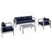 Modway Shore 4 Piece Sofa Seating Group w/ Sunbrella Cushions Metal in Blue | Outdoor Furniture | Wayfair 665924530349