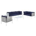 Modway Harmony 8 Piece Sofa Seating Group w/ Sunbrella Cushions Metal in Blue | Outdoor Furniture | Wayfair 665924531919