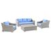 Modway 4 Piece Sofa Seating Group w/ Cushions in Blue | Outdoor Furniture | Wayfair 665924532497