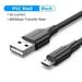 Micro USB Cable 3A Fast Charging USB Data Cable Mobile Phone Charging Cable for Samsung HTC LG Android Tablet USB Wire PVC Black 0.25M