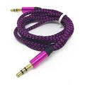 1m Nylon Jack Aux Cable 3.5 mm to 3.5mm Audio Cable Male to Male Kabel Gold Plug Car Aux Cord for iphone Samsung xiaomi Purple 1m